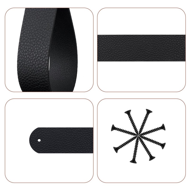 Shonmogar Curtain Rod Holders Set Of 8 Leather Curtain Rod Brackets With Screws Pu Curtain Rod Hangers Stylish Black Leather Straps Hooks For Wall Pole Macrame Boho Art D?Cor - Image 2