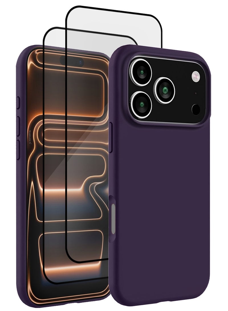 CATANES 3 Packs Silicone Protective Phone Case for iPhone 17 Pro Max - Soft Anti-Scratch Microfiber Lining Ultra Slim Drop Protection Phone Cover with Two 3D Screen Protectors - Purple - Image 1