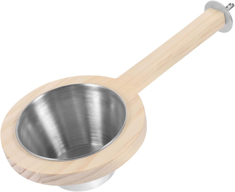 Multi Color Stainless Steel Parrot Feeder With Wood Perch Food Dispenser Bowl For Birds - Image 1