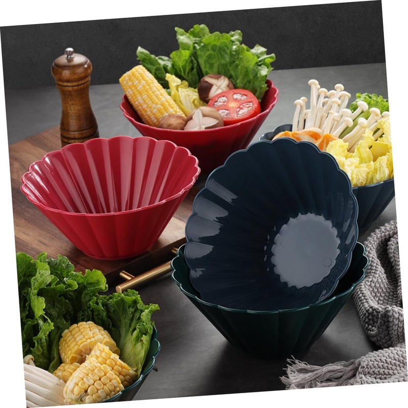 Veemoon 4pcs Colorful Salad and Fruit Bowl Set, Household Dining Bowls for Daily Use, Sturdy Plastic Serving Plates for Kitchen and Restaurant - Image 5