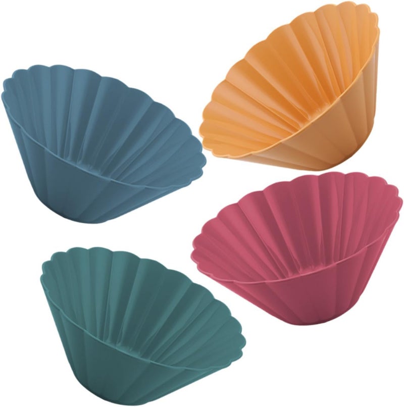 Veemoon 4pcs Colorful Salad and Fruit Bowl Set, Household Dining Bowls for Daily Use, Sturdy Plastic Serving Plates for Kitchen and Restaurant - Image 1