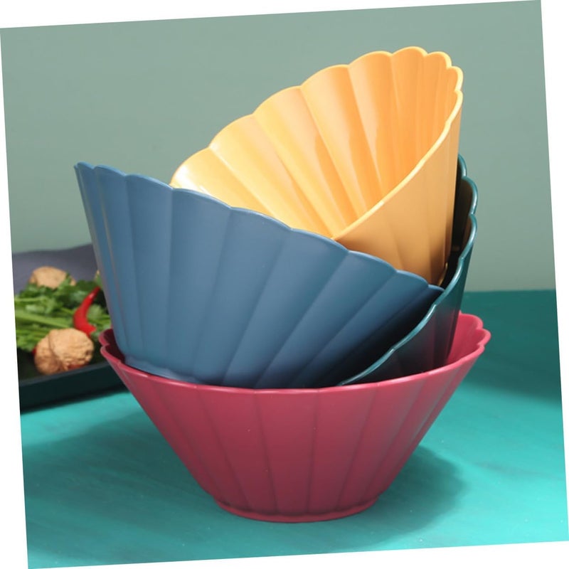 Veemoon 4pcs Colorful Salad and Fruit Bowl Set, Household Dining Bowls for Daily Use, Sturdy Plastic Serving Plates for Kitchen and Restaurant - Image 4