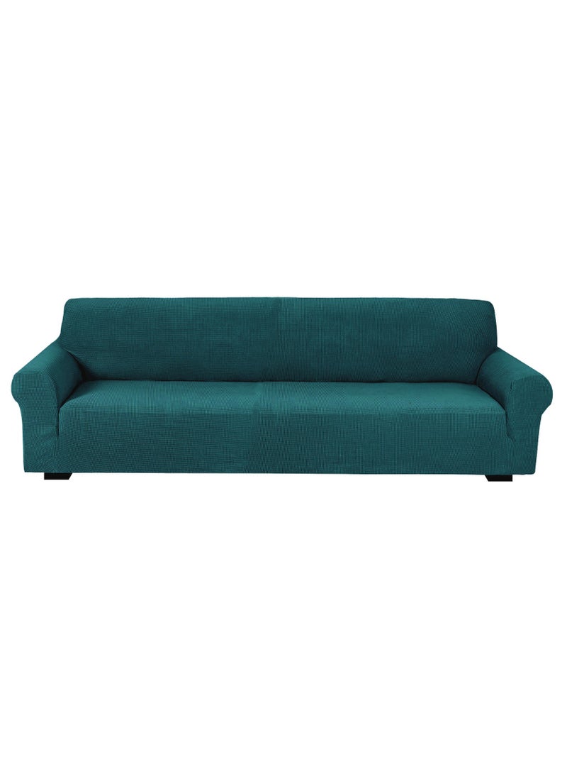 Fabienne Stretch Fit 4-Seater Sofa Cover Soft Brushed Fabric Couch Cover Exquisitely Full Coverage Furniture Protector Slipcover Four Seater Fits on Standard and Recliner Sofa 235-300cm Size Teal Green - Image 2