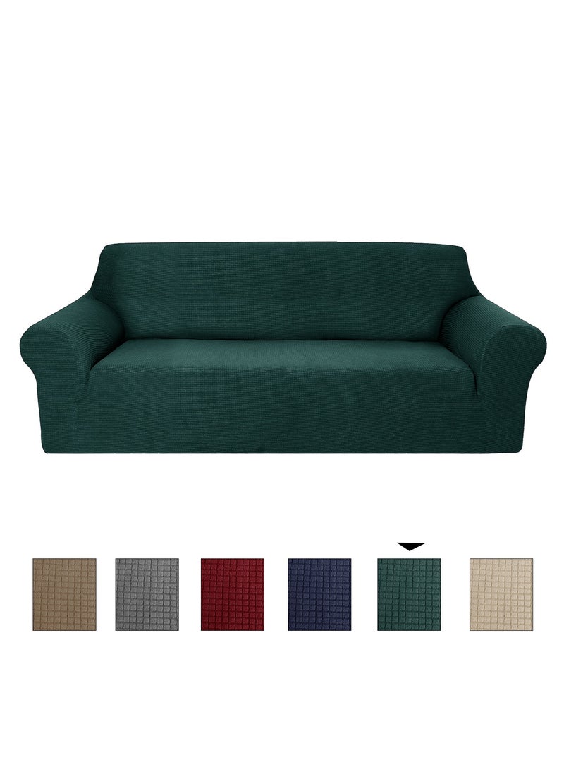 Fabienne Stretch Fit 4-Seater Sofa Cover Soft Brushed Fabric Couch Cover Exquisitely Full Coverage Furniture Protector Slipcover Four Seater Fits on Standard and Recliner Sofa 235-300cm Size Teal Green - Image 5