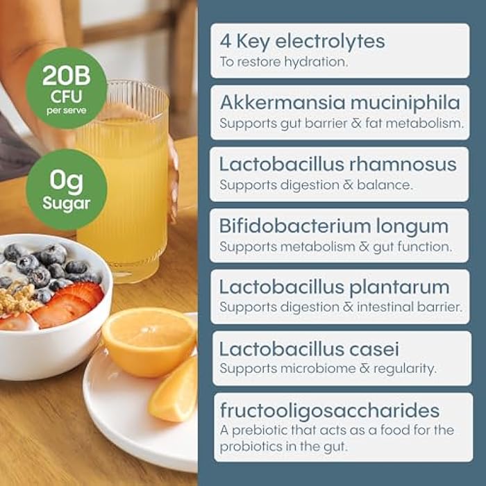 Hydralyte Plus Metabolic Support - GLP-1 Weight Loss Management and Gut Health - 5in1 Probiotic Blend - Akkermansia Muciniphila + Prebiotic Fiber + Electrolytes - Sugar Free (30 Packets) - Image 5