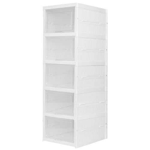 Pivalo 5 Units Storage Cabinet Modular Box Chest Of Drawers Foldable Cupboard Multipurpose Living Room Bedroom Clothes Wardrobe & Organizer Rack For Kitchen (Pack Of 1, White) - Image 1