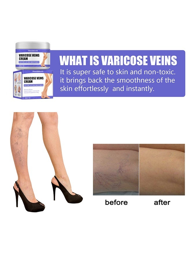 West&Month Varicose Vein Cream 30g, Restore Leg Skin Smoothness, Reduces Puffiness, Improves the Appearance of Leg, Soothes Tired Legs - Image 3