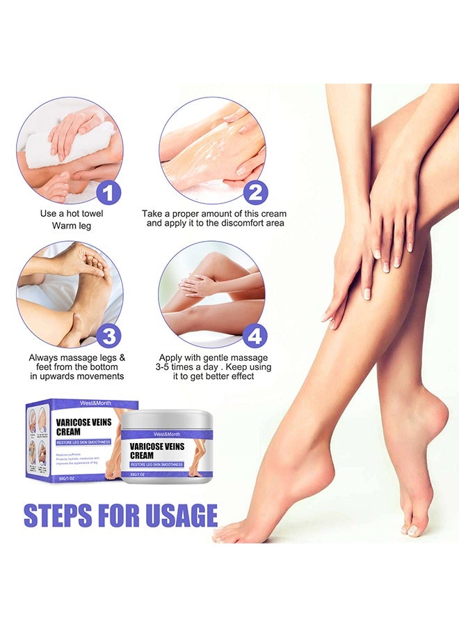 West&Month Varicose Vein Cream 30g, Restore Leg Skin Smoothness, Reduces Puffiness, Improves the Appearance of Leg, Soothes Tired Legs - Image 5