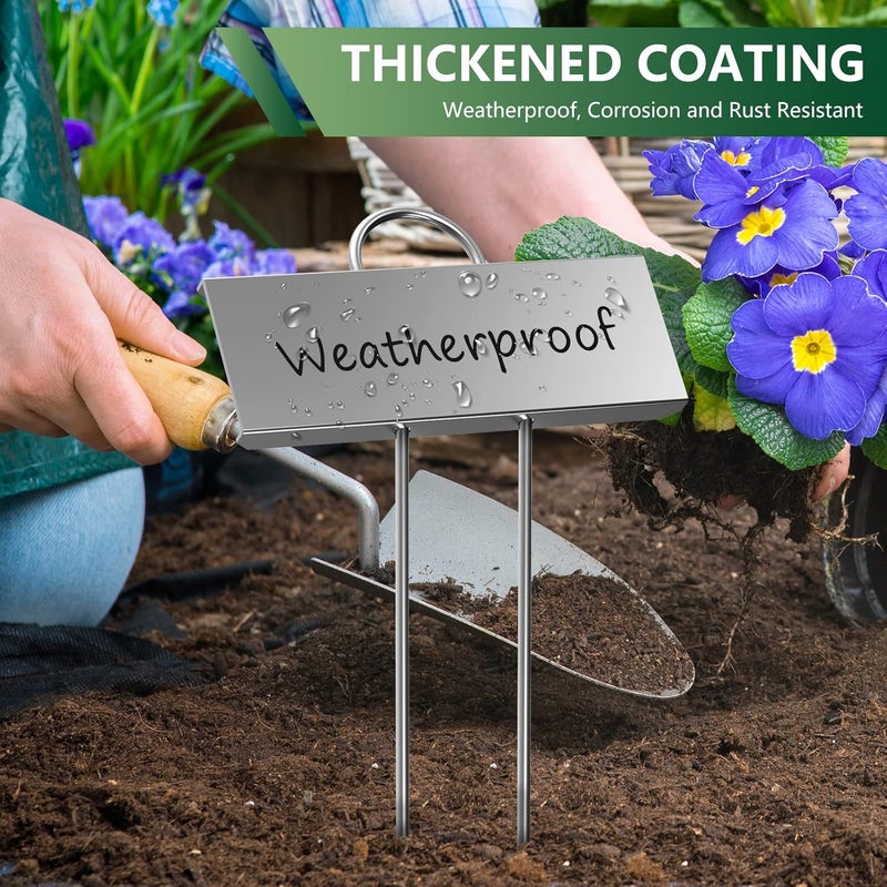 startostar 30-Pack Metal Plant Labels Weatherproof Garden Markers,Height 10.6'', Label Area 3.5''X 1.2'' Reusable Nursery Tags for Vegetables Herb Flower Seed Greenhouse - Zinc - Image 3