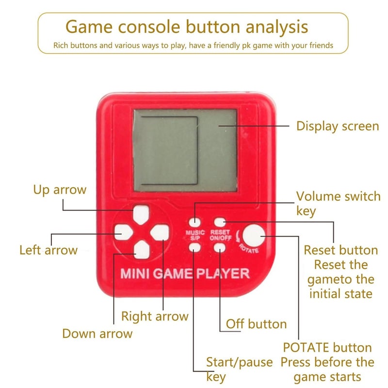 Careflection Game Box Mini Video Key Chain Player Classic Retro With 26 Kinds : Lcd Machine Collectible Portable Indoor Outdoor Console Handheld Toy Puzzle Solve For Girls, Kids (Red) - Image 2