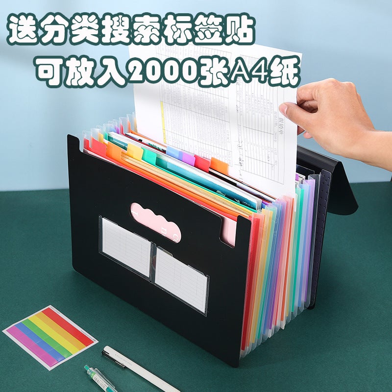 A4 Folder Organ Bag Large Capacity 13/25 Layer Data Book Student Examination Paper Folder Can Be Vertical Storage File Bag - Image 4