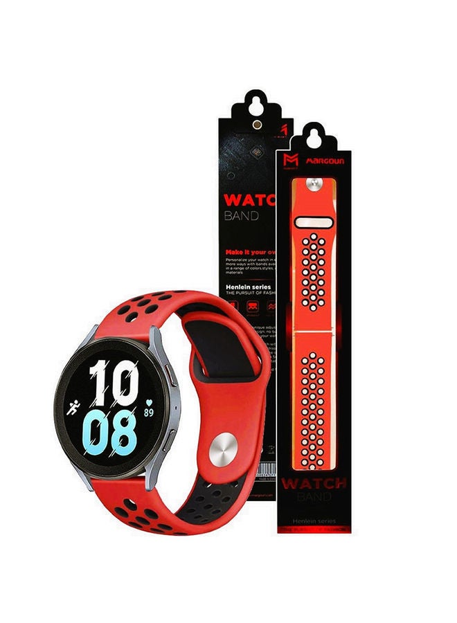 نيبمينينت سوار بديل من السيليكون متوافق مع ساعة سامسونج جالاكسي ووتش 5 (44 مم/40 مم) وساعة برو (45 أحمر/أسود - Image 4