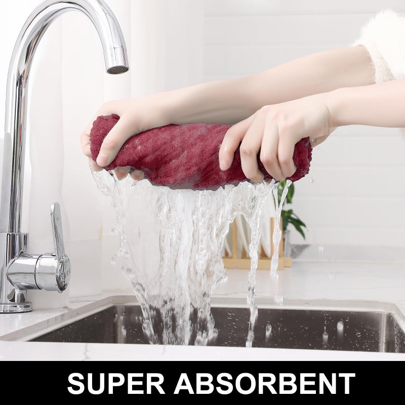 Homaxy Premium Cotton Kitchen Towels 16"x 28", Large Natural Ring Spun 390 GSM Dish Towels, Super Absorbent Terry Kitchen Hand Towels, Soft Tea Towels with Hanging Loop, Red Check Design,6 Pack - Image 3