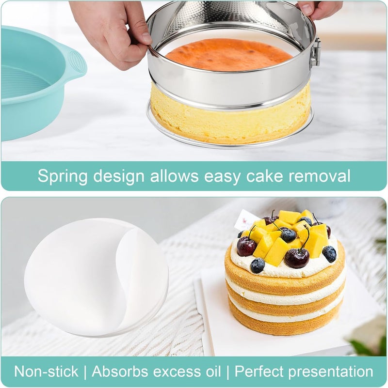 Spmarkt 9inch 304 Stainless Steel Springform Cake Pan with Detachable Bottom, Silicone Cheesecake Pan Protector, Parchment Paper, Decorating Kit Piping Bags and Tips- Ideal for Home Bakers - Image 3