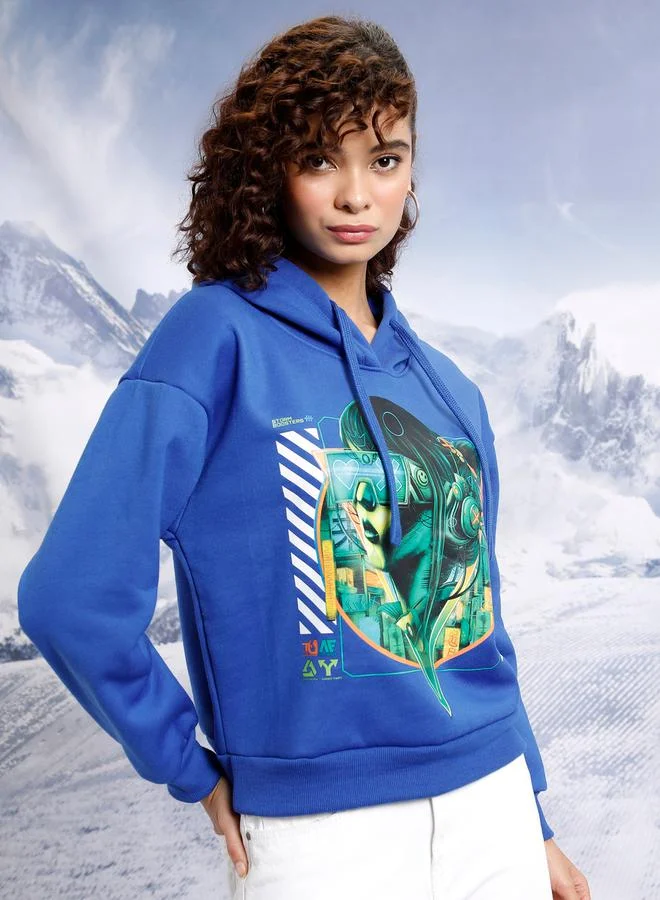 Tokyo Talkies Relaxed Fit Print Hoodie with Dropped Shoulder by Styli