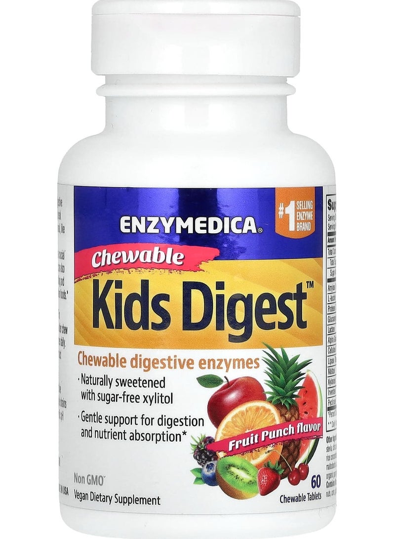 ENZYMEDICA Kids Digest, Fruit Punch, 60 Chewable Tablets