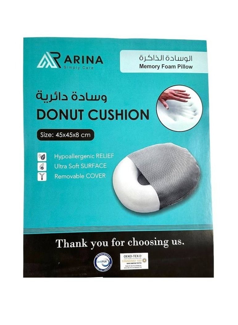 ARINA - Orthopedic Round Memory Foam Seat Cushion For Spine And Back Pain Relief And Hemorrhoids - Size 45*45*8 cm - Image 1