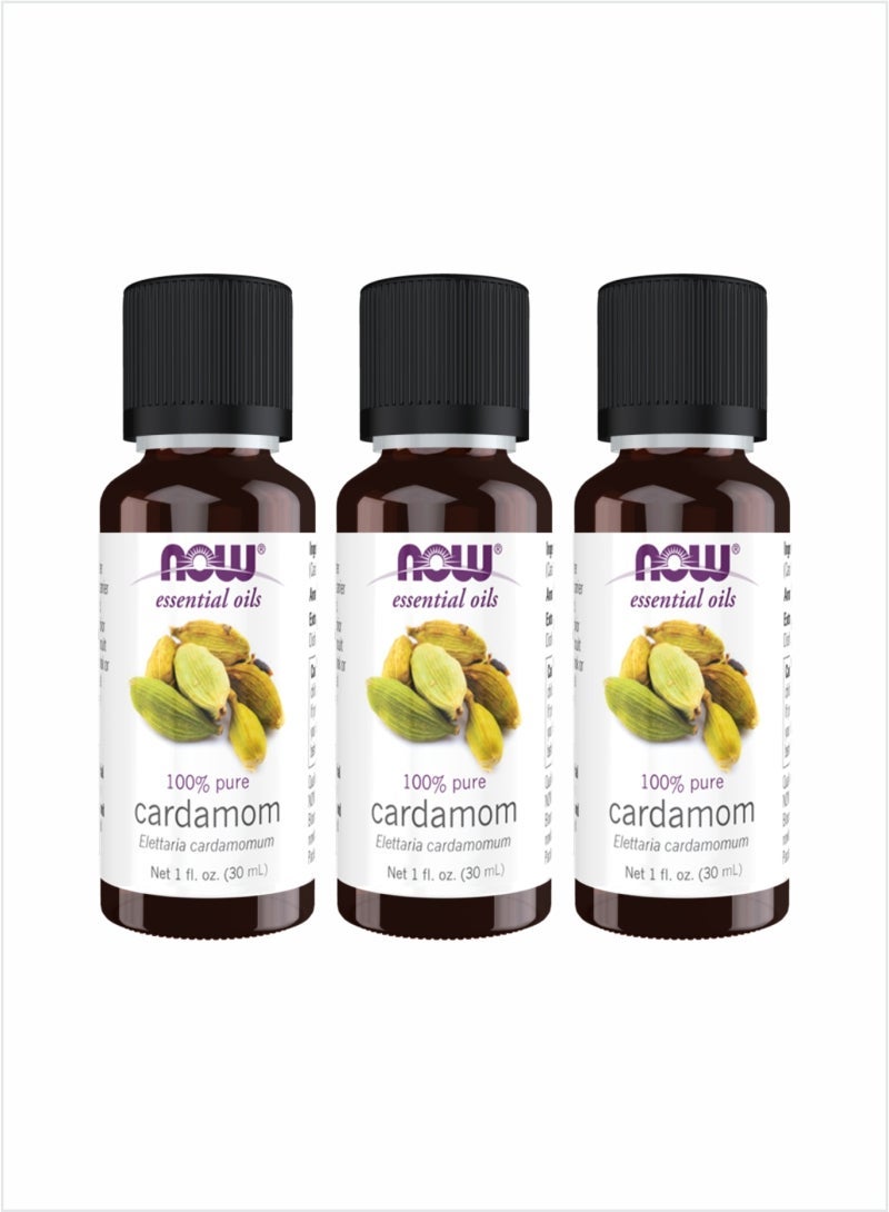 NOW Cardamom Essential Oil - Spicy Aromatherapy Blend, 30ml (Pack of 3)