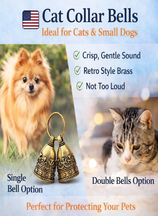 kcrygogo Quiet Brass Pet Bell Set with ID Capsule - Vintage Collar Tracking Accessory for Adult Cats & Dogs, Bird Alert Chime, Soft Crisp Sound, 2-Pack - Image 4