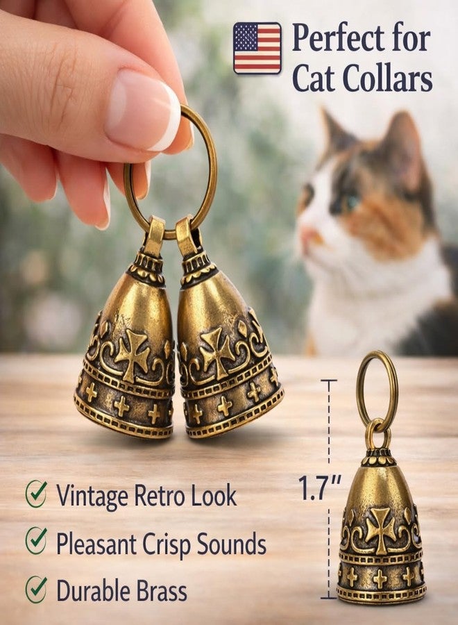 kcrygogo Quiet Brass Pet Bell Set with ID Capsule - Vintage Collar Tracking Accessory for Adult Cats & Dogs, Bird Alert Chime, Soft Crisp Sound, 2-Pack - Image 3
