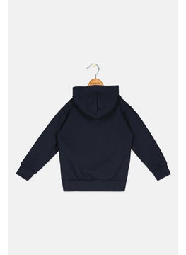 Sundek Toddlers Boy Brand Logo Long Sleeves Hooded Sweatshirts, Navy  - Image 2