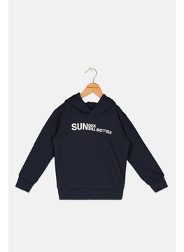 Sundek Toddlers Boy Brand Logo Long Sleeves Hooded Sweatshirts, Navy  - Image 1