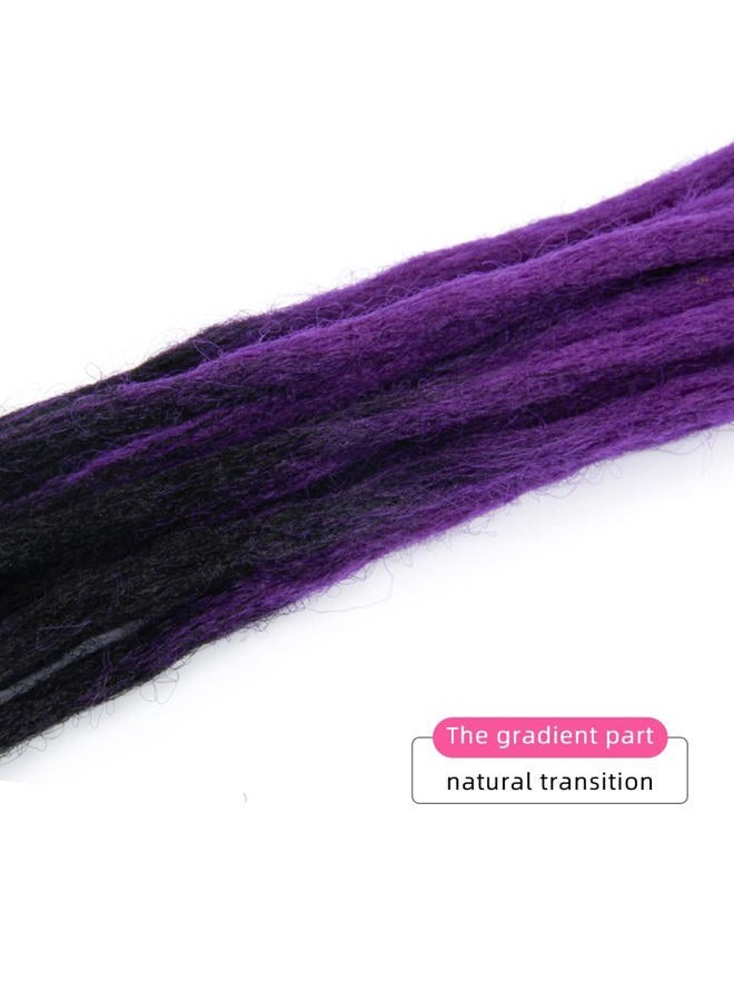 DSOAR 24 inch Dreadlock Extensions Ombre Black and Purple 20pcs Synthetic Dreads Reggae Handmade Corchet Braiding Hair with Dreads Cover - Image 5
