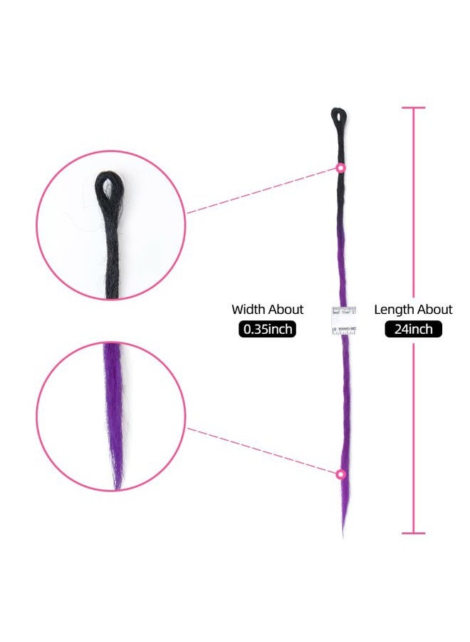 DSOAR 24 inch Dreadlock Extensions Ombre Black and Purple 20pcs Synthetic Dreads Reggae Handmade Corchet Braiding Hair with Dreads Cover - Image 3