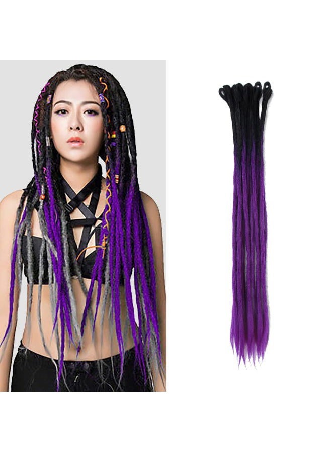 DSOAR 24 inch Dreadlock Extensions Ombre Black and Purple 20pcs Synthetic Dreads Reggae Handmade Corchet Braiding Hair with Dreads Cover - Image 1