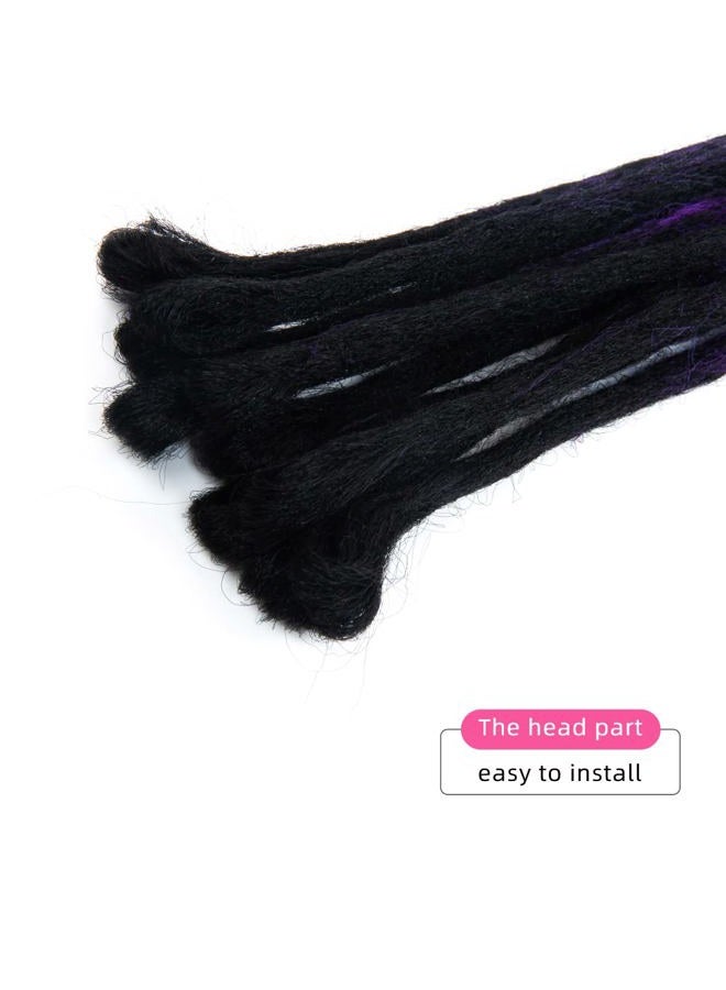 DSOAR 24 inch Dreadlock Extensions Ombre Black and Purple 20pcs Synthetic Dreads Reggae Handmade Corchet Braiding Hair with Dreads Cover - Image 4