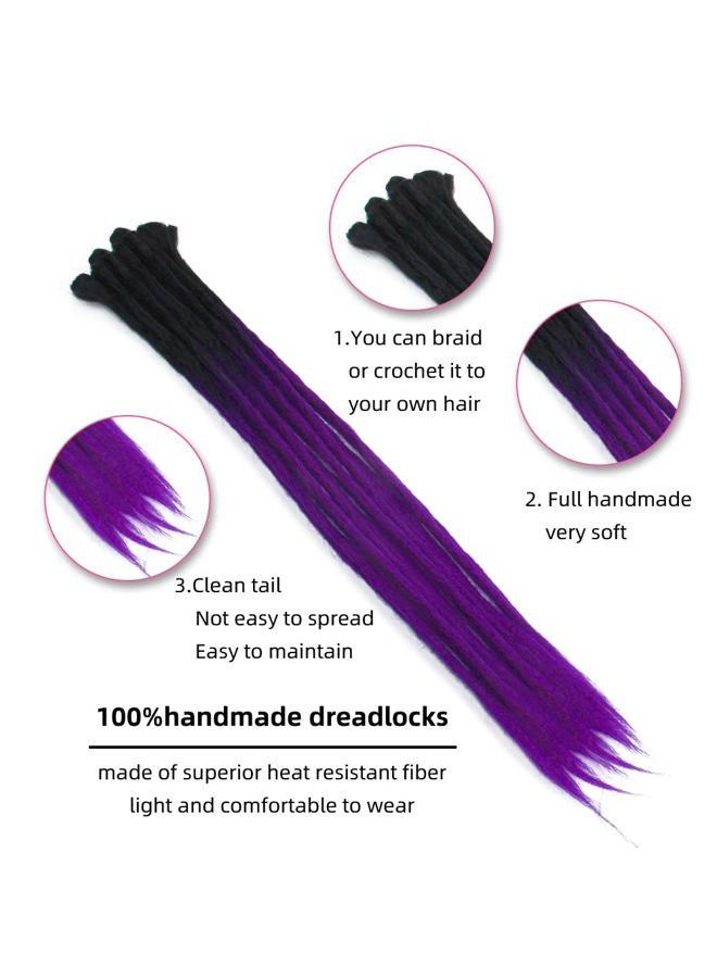 DSOAR 24 inch Dreadlock Extensions Ombre Black and Purple 20pcs Synthetic Dreads Reggae Handmade Corchet Braiding Hair with Dreads Cover - Image 2