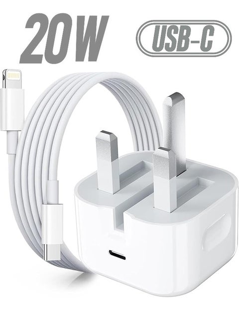 iPhone 20W Fast Charger | USB C Wall Fast Charger with USB C to Lightning Cable Compatible with iPhone 14/14 Pro/14 Pro Max/13/12/SE2020/11/XR/XS Max/X/iPad