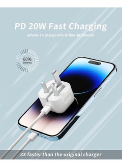 Sthxyfaith iPhone 20W Fast Charger | USB C Wall Fast Charger with USB C to Lightning Cable Compatible with iPhone 14/14 Pro/14 Pro Max/13/12/SE2020/11/XR/XS Max/X/iPad  - Image 2