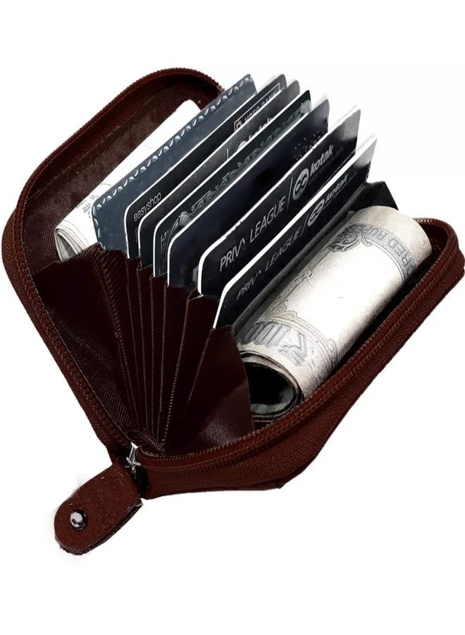 GREEN DRAGONFLY® PU Leather RFID Protected Coffee-Brown-Printed ID Card Holder/Money Organiser for Women and Girl's - Image 2