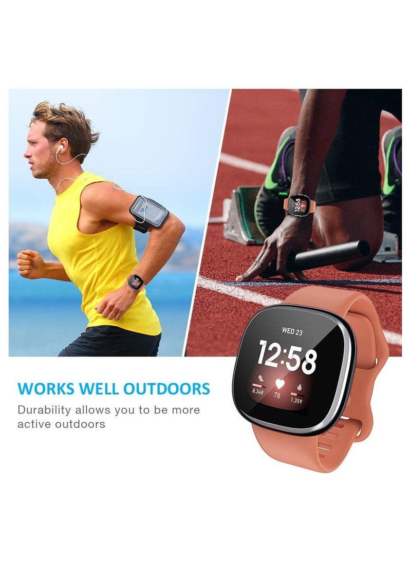 Fitbit Versa 3 Case / Fitbit Sense Case Clear Soft TPU Bumper Screen Protector Shockproof Full Coverage All-Around Protective Cover Clear