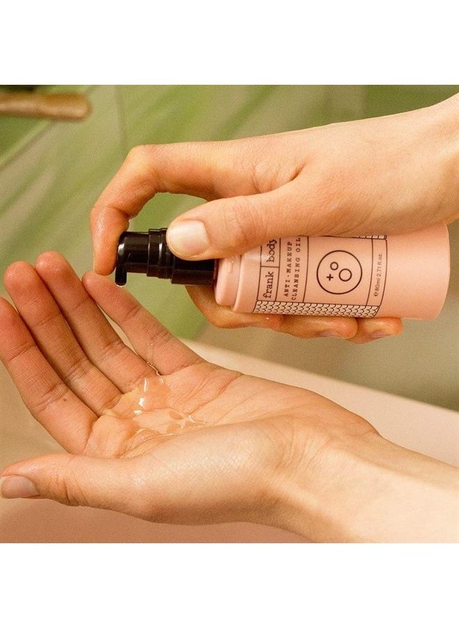 frank body - Frank Body Anti-Makeup Cleansing Oil | Wipe-free Makeup Remover | Made With Coffee, Grapeseed, & BHA Acid | Naturally Removes Makeup & Cleanses Skin | Vegan & Paraben Free | 80ml -- 2.71oz - Image 1