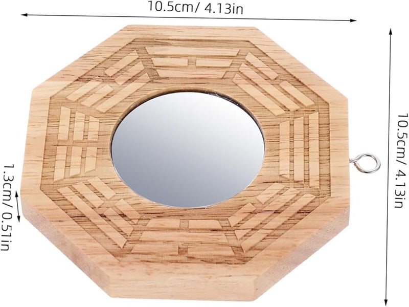 Wooden Bagua Convex Mirror Feng Shui Wall Decor for Home Office Luck Fortune - Image 3