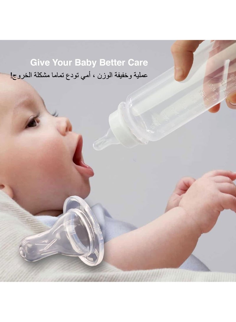 زاڤية زجاجات تغذية الأطفال يمكن التخلص منها لحديثي الولادة | ٢٠ قطعة خالية من BPA بفتحة واسعة ضد التسرب - غطاء مضاد للغبار (١٠٠ مل) للاستخدام الآمن في الداخل والخارج - Image 2