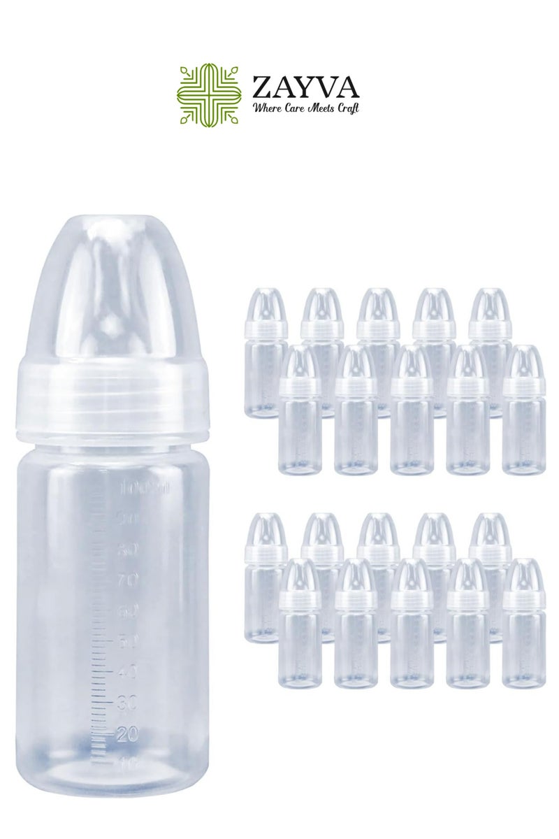 زاڤية زجاجات تغذية الأطفال يمكن التخلص منها لحديثي الولادة | ٢٠ قطعة خالية من BPA بفتحة واسعة ضد التسرب - غطاء مضاد للغبار (١٠٠ مل) للاستخدام الآمن في الداخل والخارج - Image 1