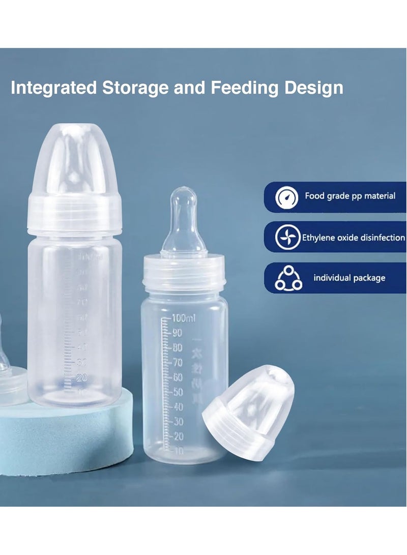 زاڤية زجاجات تغذية الأطفال يمكن التخلص منها لحديثي الولادة | ٢٠ قطعة خالية من BPA بفتحة واسعة ضد التسرب - غطاء مضاد للغبار (١٠٠ مل) للاستخدام الآمن في الداخل والخارج - Image 3