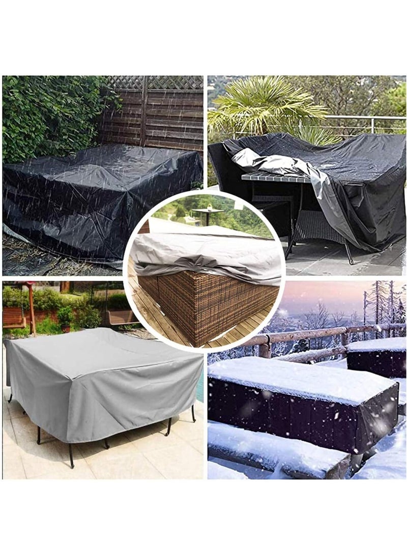 إيونتو غطاء أثاث فناء متين ومقاوم للماء - واقي طاولة وكرسي خارجي مستطيل الشكل من قماش أكسفورد 420D، غطاء مقاوم للأشعة فوق البنفسجية والغبار مع سدادة سلك برباط وحقيبة تخزين - فضي - Image 4