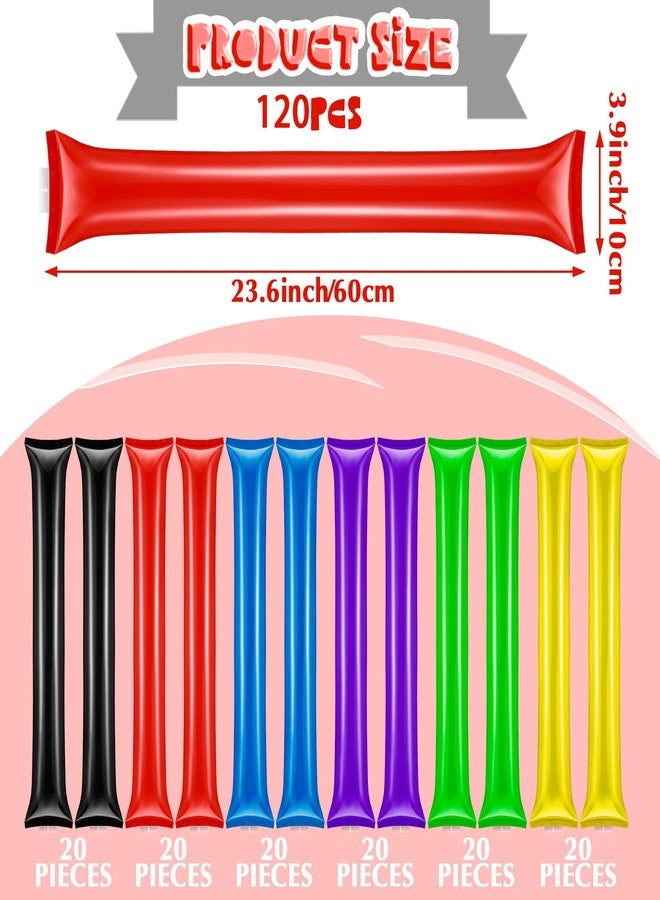 Zhanmai 120 Pcs Christmas Thunder Sticks Team Spirit Boom Sticks Bulk Thicken Cheering Plastic Inflatable Football Game Noise Makers for Sporting Events Cheerleading Stuff for Basketball Sport Team, 6 Colors - Image 2