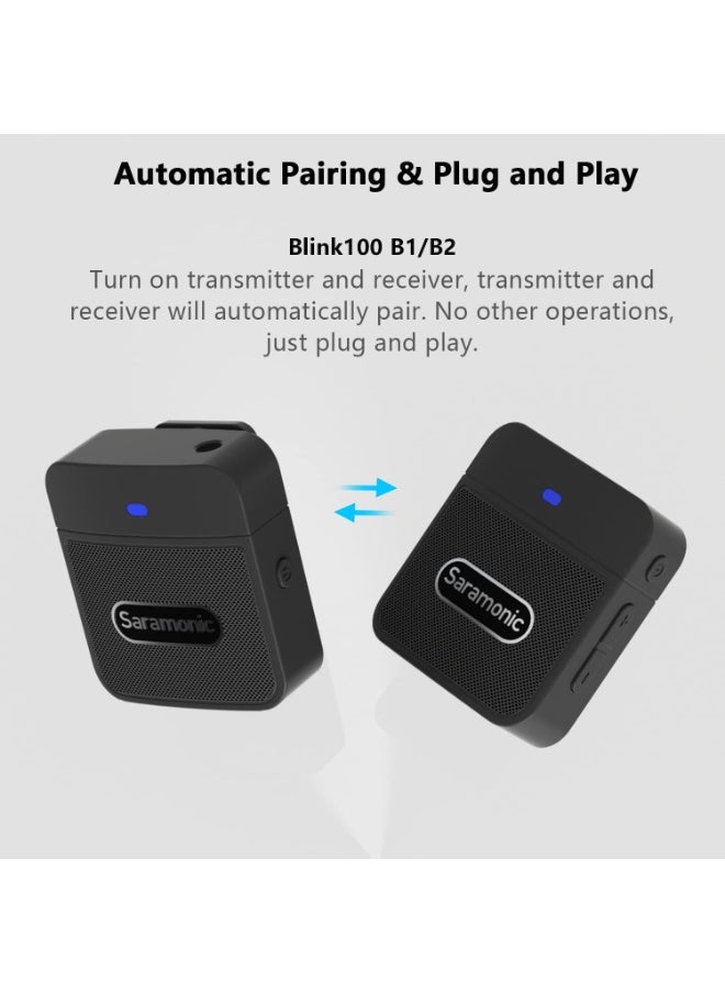 Saramonic - Blink100 B2 2.4GHz Dual Wireless Lavalier Lapel Microphone For Cameras Smartphone DSLR Recording Vlog Noise Reduction 10-Hour Battery Life Transmitter 2 + Receiver 1 - Image 1