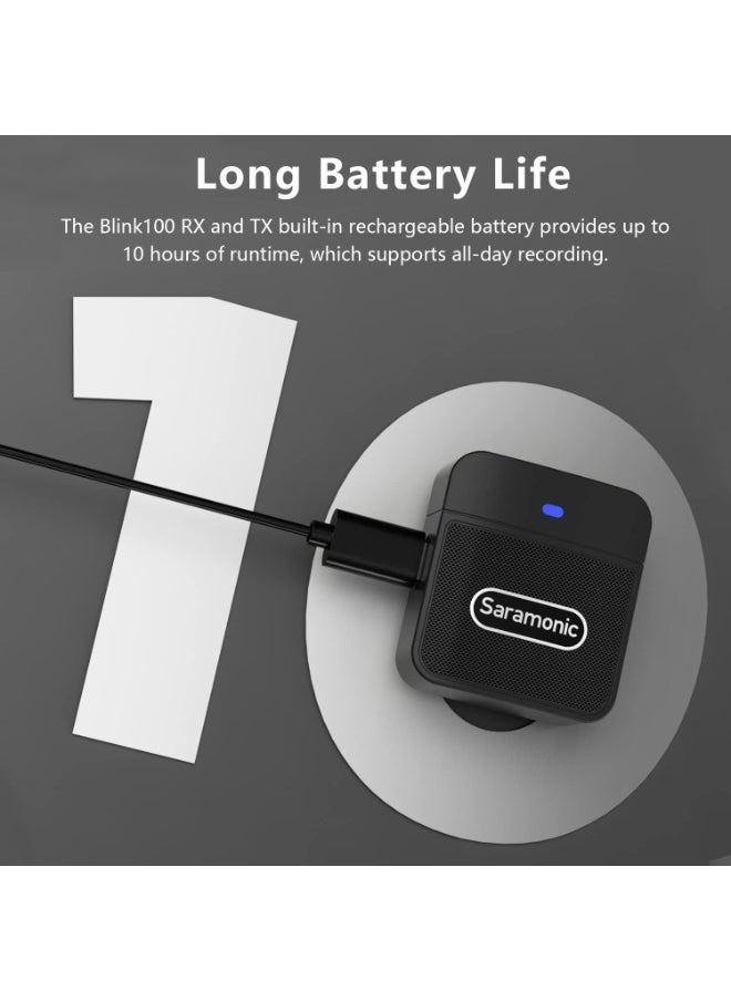 Saramonic Blink100 B2 2.4GHz Dual Wireless Lavalier Lapel Microphone For Cameras Smartphone DSLR Recording Vlog Noise Reduction 10-Hour Battery Life Transmitter 2 + Receiver 1  - Image 2