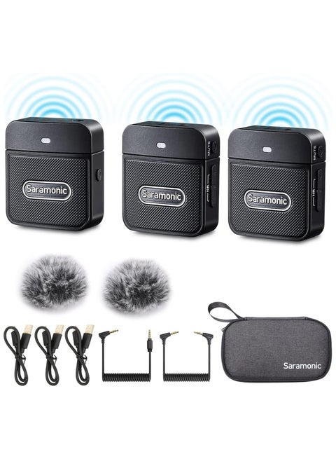 Blink100 B2 2.4GHz Dual Wireless Lavalier Lapel Microphone For Cameras Smartphone DSLR Recording Vlog Noise Reduction 10-Hour Battery Life Transmitter 2 + Receiver 1