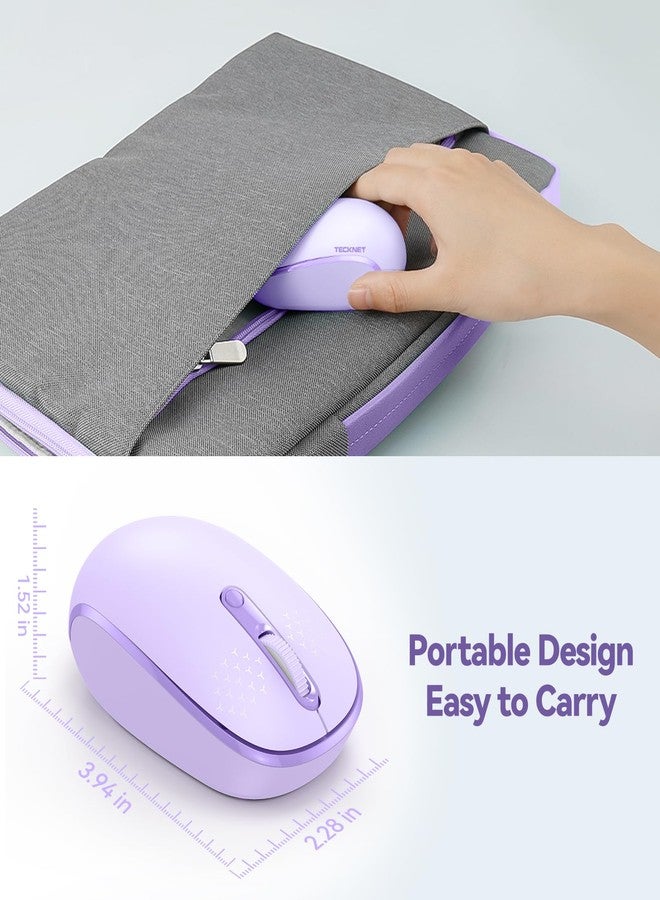 TECKNET Wireless Mouse, 2.4G Quiet Computer Mouse with USB Receiver, 4 Buttons Portable Cordless Mice for Chromebook, Laptop, PC, Mac, 800/1200/1600 DPI - Purple - Image 4