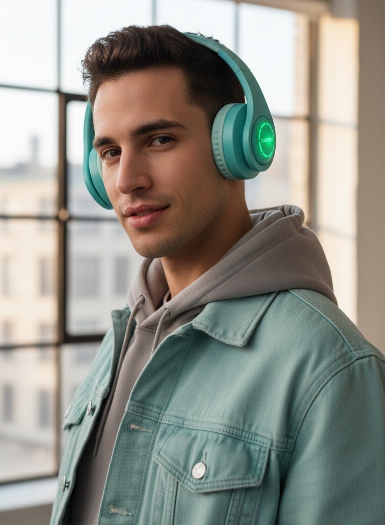 Start Stereo Wireless Over-Ear ST-A50 Headphone Headset With Mic Support Tf Card - Blue - Image 2