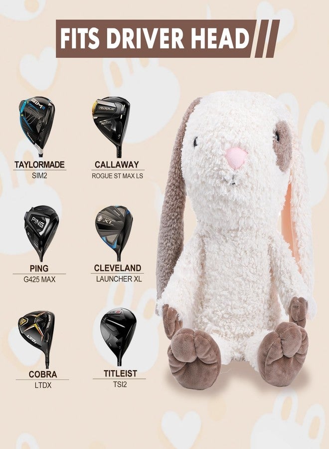 brdejc Golf Club Cover Funny Animal Driver Headcover Long-Eared Rabbit Plush Driver Head Cover for 460cc Club Golf Headcovers for Woods and Driver Protector(Long-Eared Rabbit) - Image 2