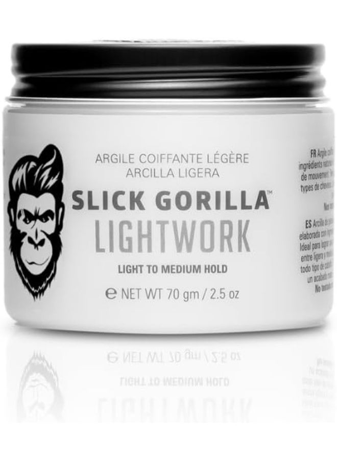 Slick Gorilla Lighwork Matte Hair Clay for Men 2.5 oz, Matte Finish, Flexible Hold, Lightweight Styling Clay, Water-Based, Natural Texture, Non-Greasy Grooming Clay for Everyday Use - Image 1