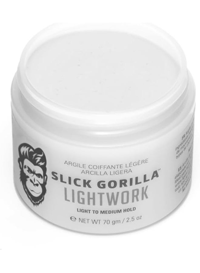 Slick Gorilla Lighwork Matte Hair Clay for Men 2.5 oz, Matte Finish, Flexible Hold, Lightweight Styling Clay, Water-Based, Natural Texture, Non-Greasy Grooming Clay for Everyday Use - Image 2